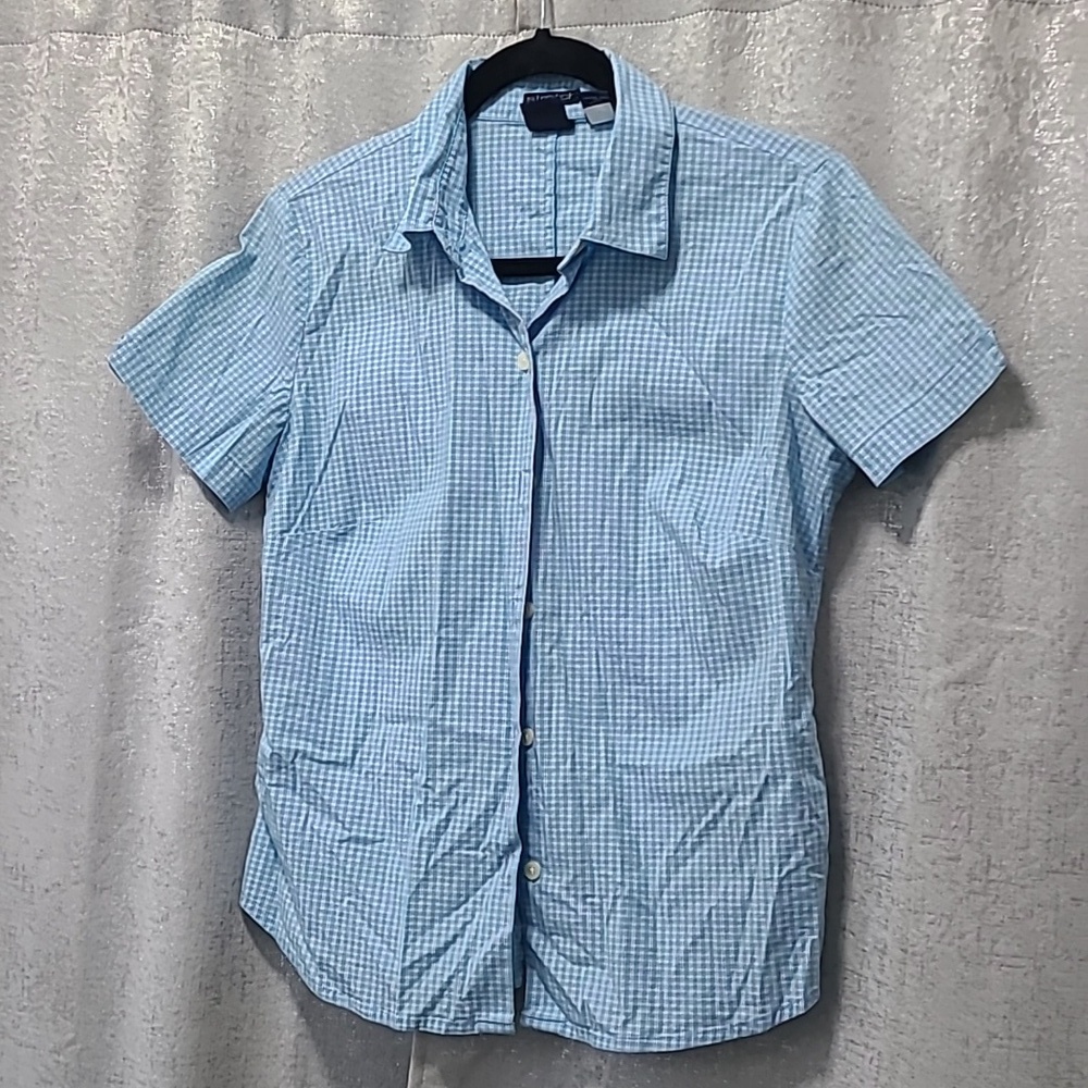 GAP Y2K Light Blue Checkered Shirt Size Small 2001 Hong Kong - Picture 3 of 8